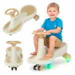 PlasmaCar pentru copii, Ikonka, fara pedale cu efecte sonore si luminoase led, white/bej de la 3 ani pana la greutatea maxima de 100 kg, dimensiune vehicul 76 x 41 x 29 cm