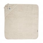 Prosop de baie cu gluga si broderie 90 x 90 cm din bumbac 0 luni+ Soft Beige