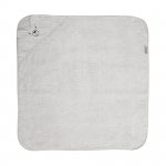 Prosop de baie cu gluga si broderie 90 x 90 cm din bumbac 0 luni+ Soft Grey