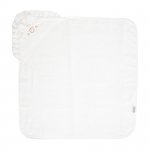Prosop de baie cu gluga si broderie 90 x 90 cm din bumbac 0 luni+ White