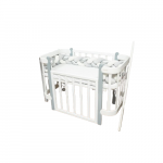 Protectie laterala impletita din catifea pentru patut Twins 240 cm gri/bej