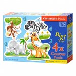 Puzzle 4 in 1 Castorland African animals 3, 4, 6 si 9 piese