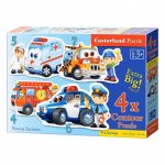 Puzzle 4 in 1 Castorland Rescue services 4, 5, 6 si 7 piese