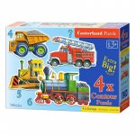 Puzzle 4 in 1 Castorland Vehicles 4, 5, 6 si 7 piese