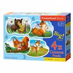 Puzzle 4 in 1 Castorland forest animals 3, 4, 6 si 9 piese xxl
