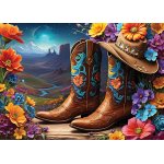 Set 2 puzzle-uri Bluebird cu 500 piese Cowgirl and Boots Far West