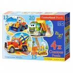 Puzzle pentru copii Castorland Vehicule de constructii 8, 12, 15 si 20 piese xxl