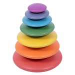 Set 7 discuri din lemn TickiT Rainbow Wooden Buttons