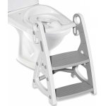 Reductor WC copii Little Mom StepUp Baby Grey, reglabil pe inaltime, cu manere ergonomice, colac moale detasabil din spuma PU, design anti-stropire, compatibilitate universala