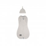 Saculet swaddle pentru infasat din bumbac + caciulita Second Step bej Sleepee