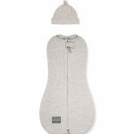 Saculet swaddle pentru infasat nou nascut + caciulita First Step bej Sleepee