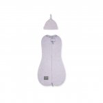 Saculet swaddle pentru infasat nou nascut + caciulita First Step roz Sleepee