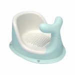 Scaunel de baie pentru bebelusi Little Mom Blue Whale, forma ergonomica, cu maner de sustinere si ventuze de fixare, dimensiune 32.6 x 25 x 18.3 cm