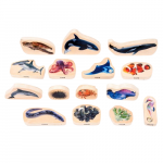 Set 15 blocuri din lemn cu Animale marine TickiT