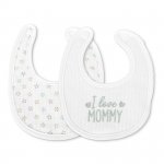 Set 2 bavete din bumbac pentru nou-nascut, inchidere cu velcro, potrivit pentru hranire si in perioada eruptiei dentare, 0 luni+, White