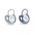 Set 2 suzete silicon moale Cameo Blue cu capac 0 luni+