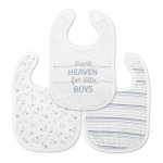 Set 3 bavete din bumbac pentru nou-nascut, inchidere cu velcro, potrivit pentru hranire si in perioada eruptiei dentare, 0 luni+, Blue