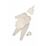 Set 3 piese nou nascut BabyCosy Lamb din bumbac marime 3-6 Luni