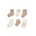 Set 6 perechi sosete BabyCosy bej marime 6-12 luni