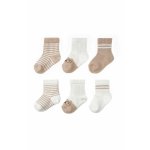 Set 6 perechi sosete BabyCosy maro marime 6-12 luni
