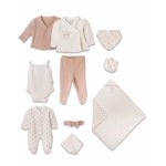 Set de 10 piese pentru nou nascut BabyCosy Bow powder