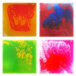 Set 4 placi micute senzoriale cu gel Playlearn 30x30 cm