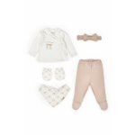 Set pentru nou nascut BabyCosy Bow stone cu 5 piese