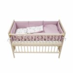 Set de lenjerie din bumbac pentru patut cu 6 piese Twins Waffle roz/alb