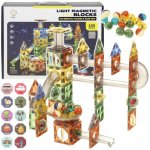 Set magnetic de constructie 3d, circuit luminos interactiv steam, traseu bile, 105 piese, multicolor