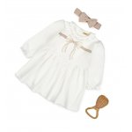 Set rochita cu bentita BabyCosy Bow stone marime 6-9 luni