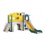 Spatiu de joaca pentru copii Nichiduta Garden green/white de interior/exterior, tobogan cu rampa de alunecare lina, balustrade de sustinere, cu scari, robust si stabil, dimensiune 134 x 152 x 94 cm