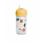 Sticla de apa cu pai inclus Suavinex Forest 340 ml galben