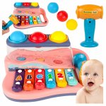 Xilofon interactiv cu mingiute si ciocanel pentru copii Malplay Pink