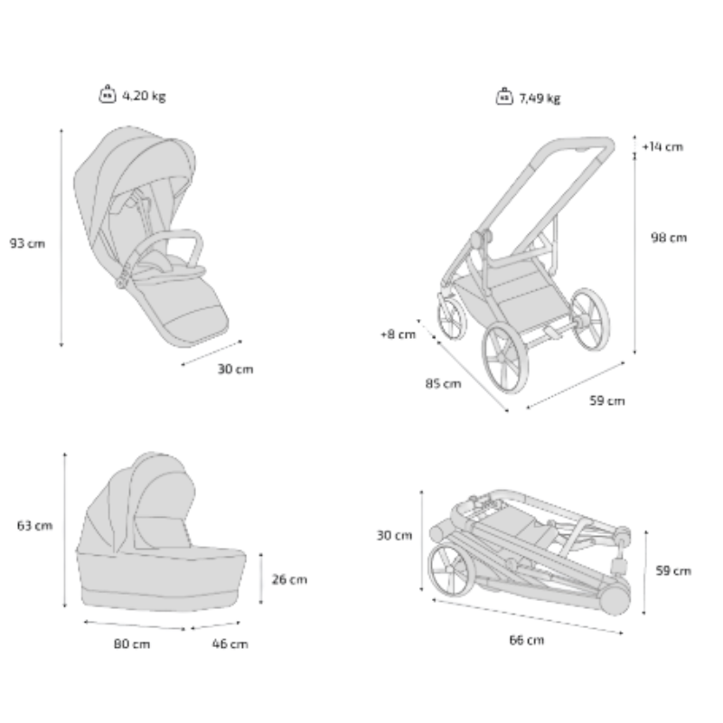 Carucior pentru copii Avionaut Sirius Beige 2 in 1 cu suspensie, maner telescopic, geanta, greutate admisa 22 kg - 1