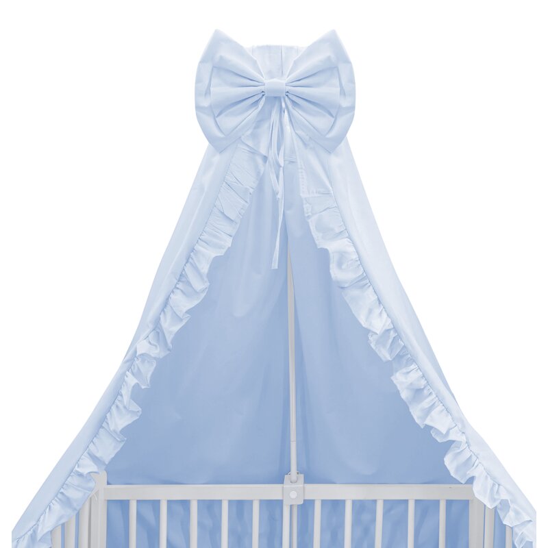 Baldachin pentru patut MimiNu cu funda si volanas 210x145 cm Colectia Royal Blue