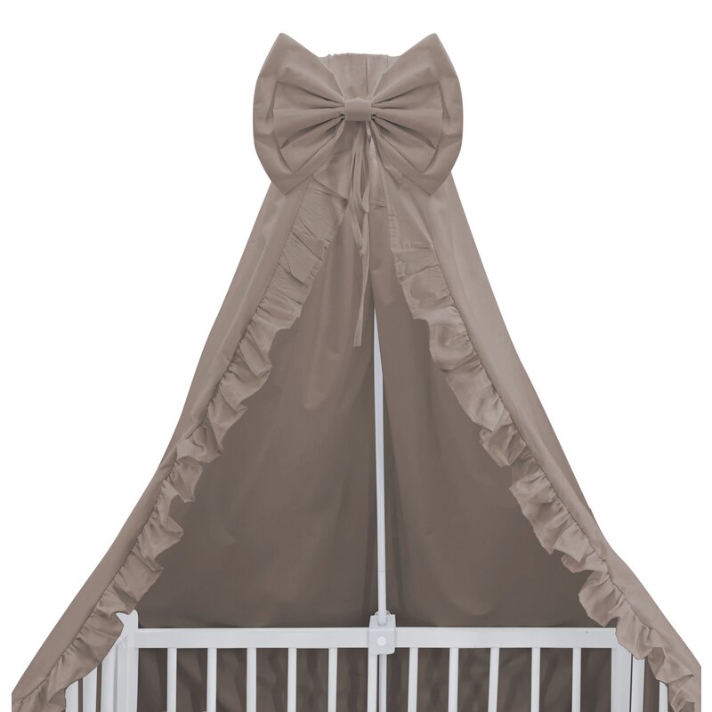 Baldachin pentru patut MimiNu cu funda si volanas 210x145 cm Colectia Royal Mocha