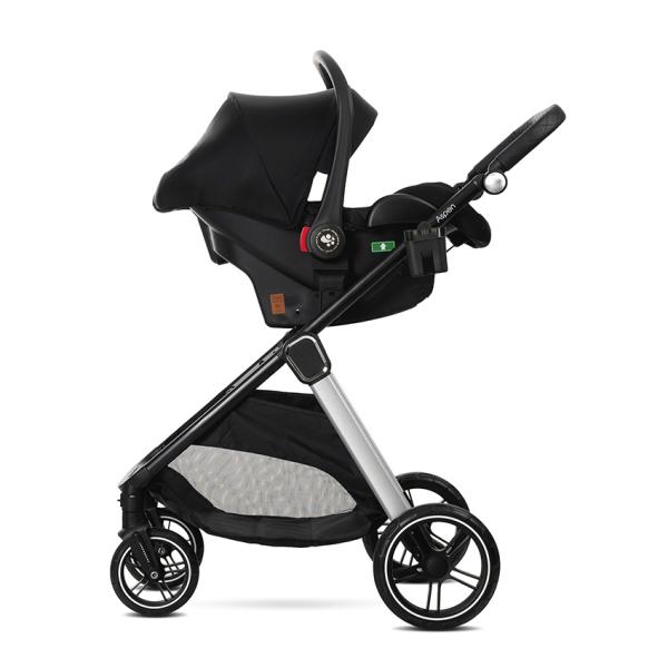 Carucior 3 in 1 pentru copii Lorelli Aspen Negru, reversibil, suspensii, cadru din aluminiu, geanta, greutate suportata 22 kg - 5