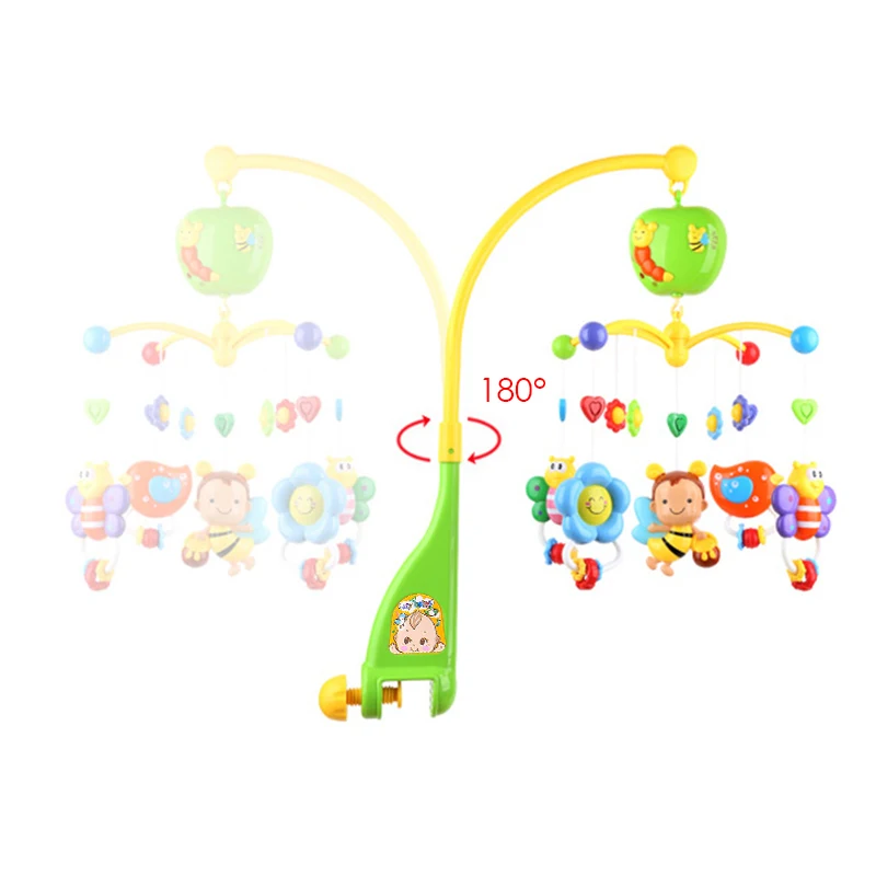 Carusel muzical pentru patut, rotativ, timer, 3 moduri muzicale, figurine albinute multicolor - 2