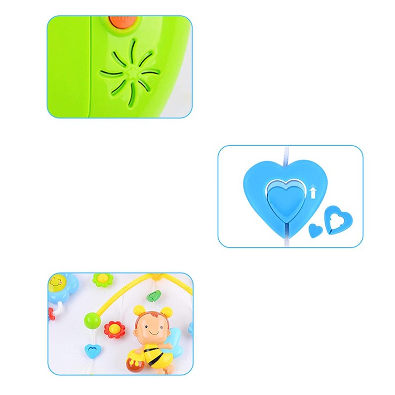 Carusel muzical pentru patut, rotativ, timer, 3 moduri muzicale, figurine albinute multicolor - 6