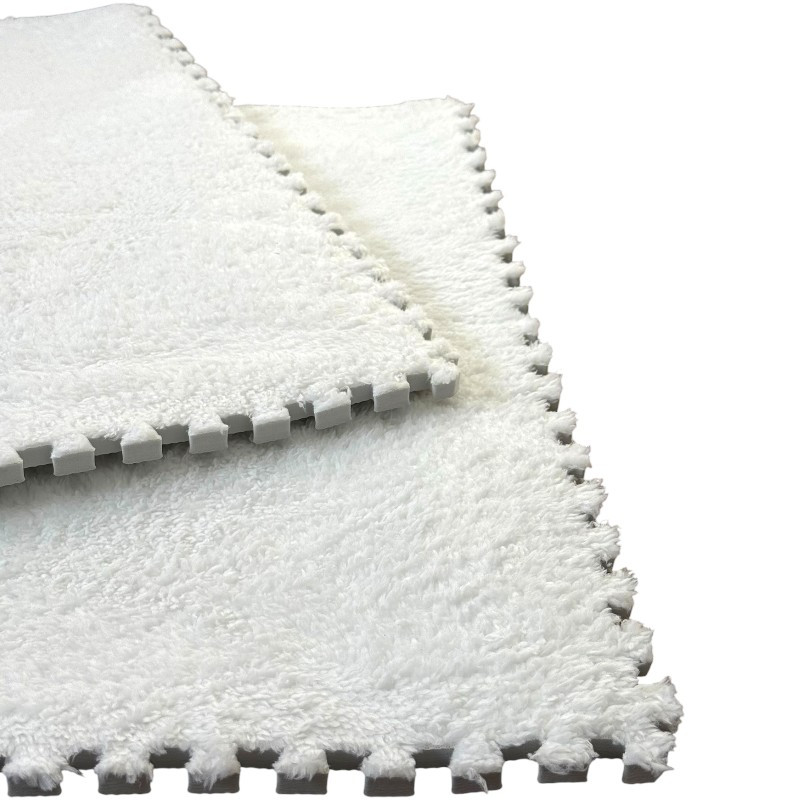Covoras puzzle pufos 61.5x61.5x1.7 cm, spuma eva, set 2 piese culoare alb - 5