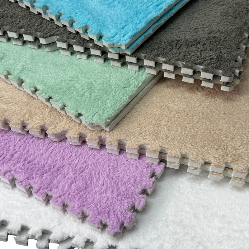 Covoras puzzle pufos 61.5x61.5x1.7 cm, spuma eva, set 2 piese culoare gri - 2