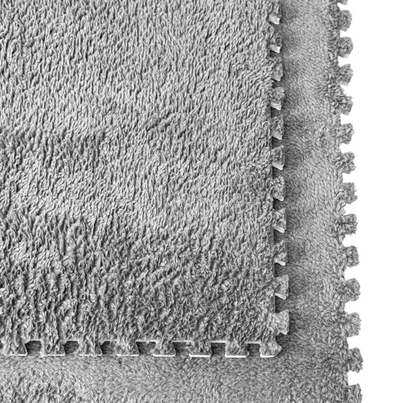 Covoras puzzle pufos 61.5x61.5x1.7 cm, spuma eva, set 2 piese culoare gri - 6