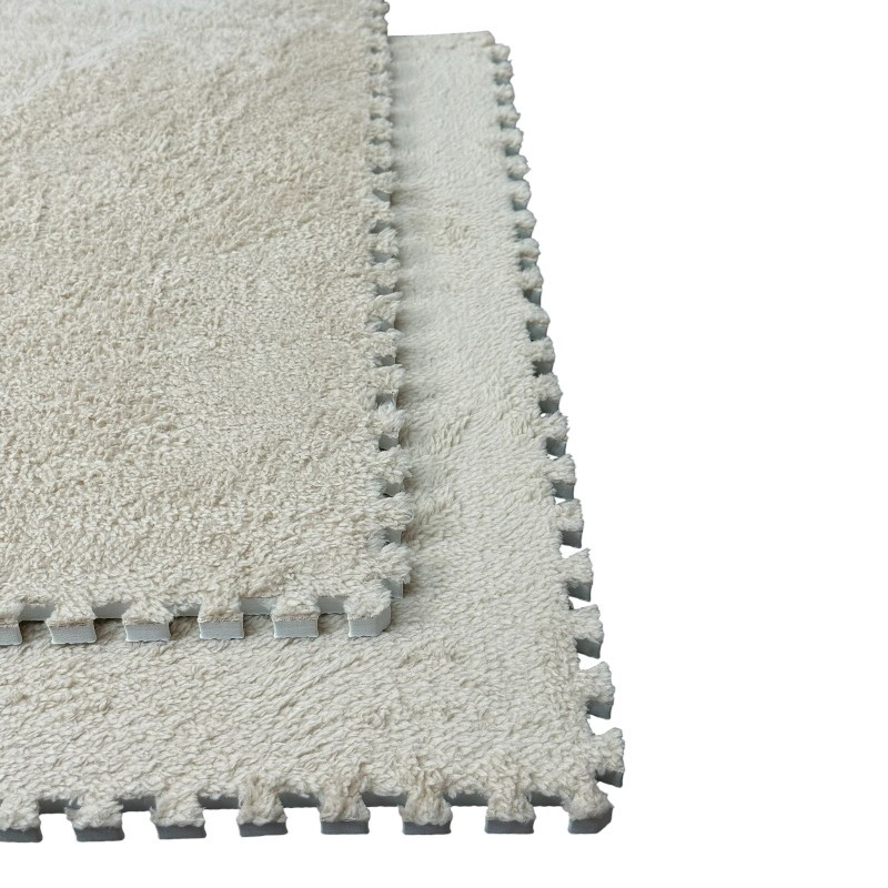 Covoras puzzle pufos 61.5x61.5x1.7 cm, spuma eva, set 2 piese culoare light coffee - 2