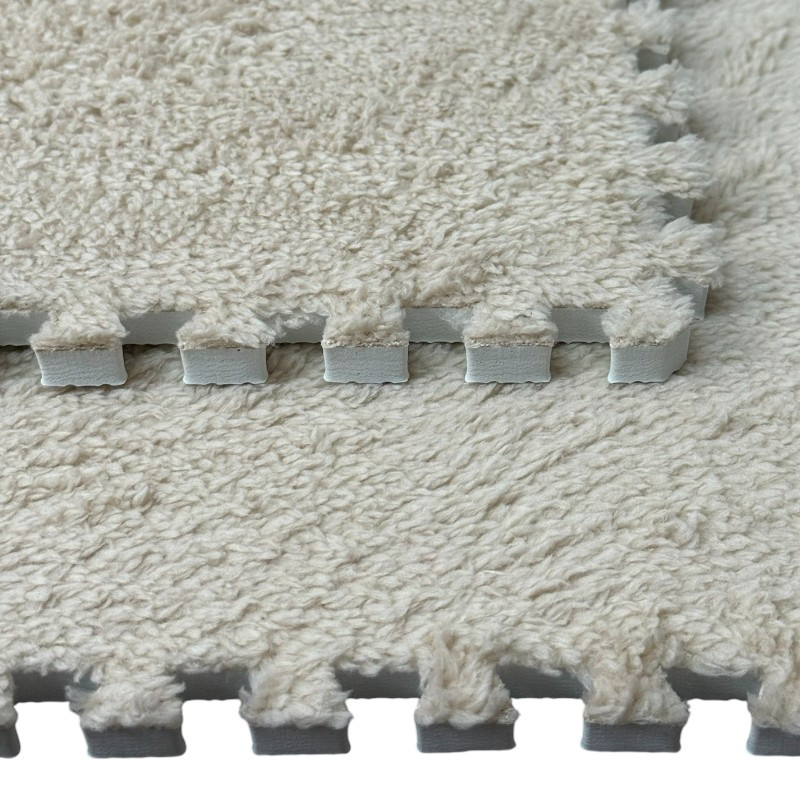 Covoras puzzle pufos 61.5x61.5x1.7 cm, spuma eva, set 2 piese culoare light coffee - 3