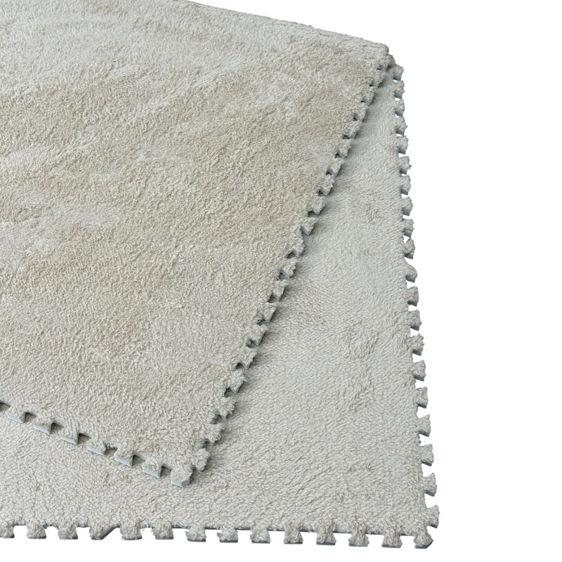 Covoras puzzle pufos 61.5x61.5x1.7 cm, spuma eva, set 2 piese culoare light coffee - 4