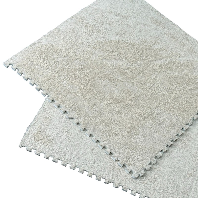 Covoras puzzle pufos 61.5x61.5x1.7 cm, spuma eva, set 2 piese culoare light coffee - 5