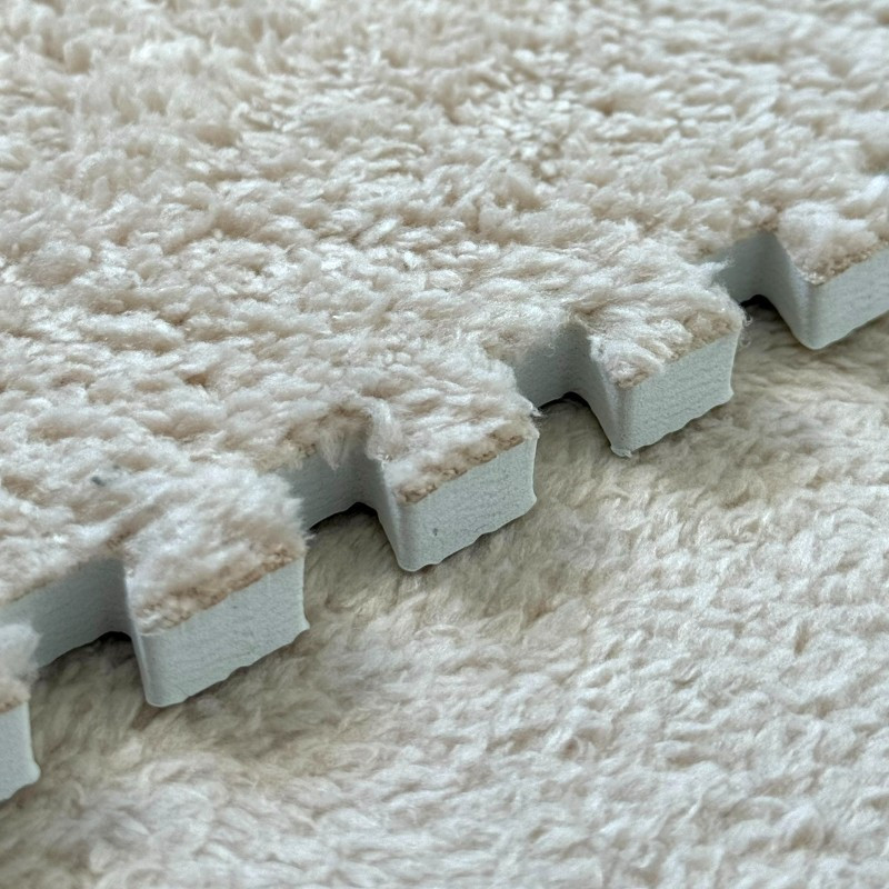 Covoras puzzle pufos 61.5x61.5x1.7 cm, spuma eva, set 2 piese culoare light coffee - 6