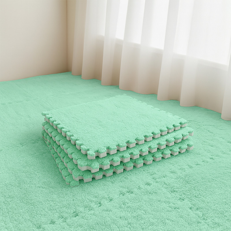 Covoras puzzle pufos 61.5x61.5x1.7 cm, spuma eva, set 2 piese culoare mint green - 4