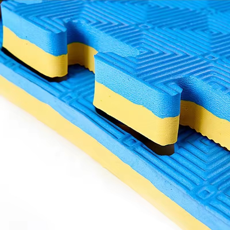 Covoras tip puzzle xxl, spuma eva, 100x100 cm, grosime 2 cm, antiderapant, galbenalbastru - 2