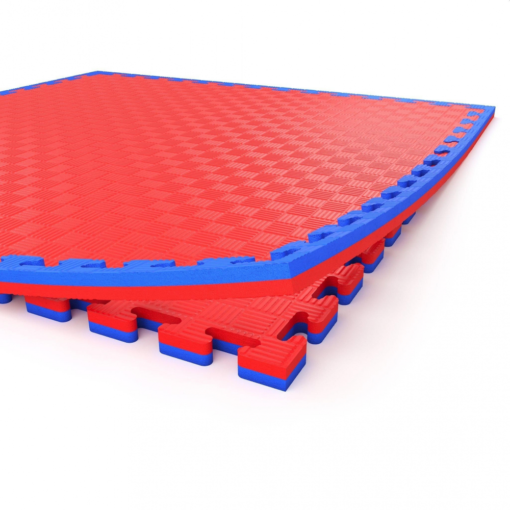 Covoras tip puzzle xxl, spuma eva, 100x100 cm, grosime 2 cm, antiderapant, rosualbastru - 4